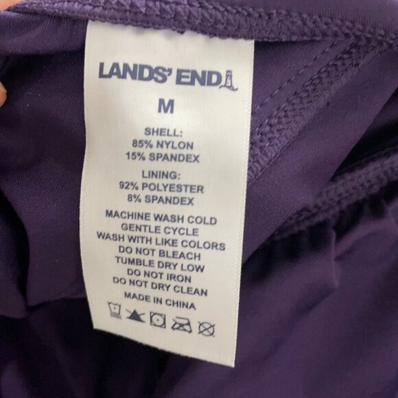 NWOT Lands End Womens M Purple One-Piece Swimsuit  Nylon/Spandex Ruched V-Neck - Picture 4 of 6
